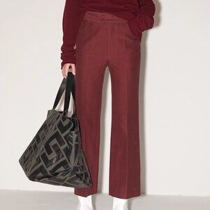 CHICJOC Burgundy Tailored Cotton Pants – Size 38